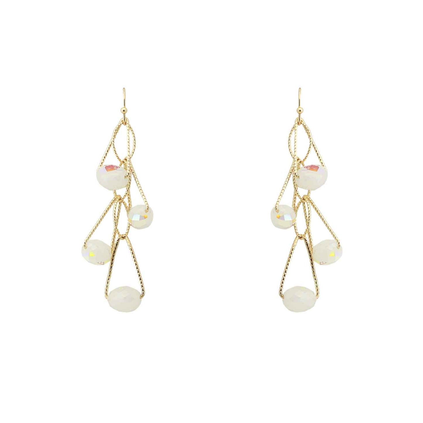 White Crystal with Gold Wiring 1.5" Earring