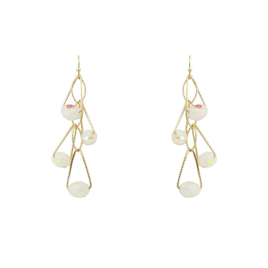 White Crystal with Gold Wiring 1.5" Earring