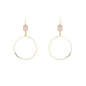 Pink Crystal with Open Gold Circle 2" Earring