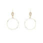 Clear Crystal with Open Gold Circle 2" Earring