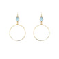 Turquoise Crystal with Open Gold Circle 2" Earring