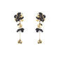 Black Acrylic Flower and Gold 3" Drop Earring