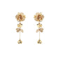 Cream/Brown Acrylic Flower and Gold 3" Drop Earring