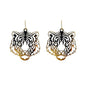 Gold Thin Metal Stamped Tiger 2" Earring