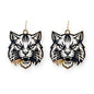 Gold Thin Metal Stamped Wildcat 2" Earring