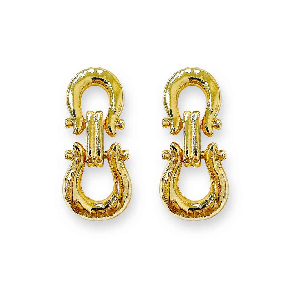 Gold Horse Bit 1.25" Earring