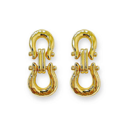 Gold Horse Bit 1.25" Earring