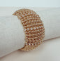 Gold Beaded 1.25" Wide Stretch Bracelet