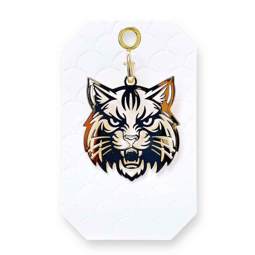 Gold Metal Large 2" Wildcat Charm, Add to any Necklace, Purse, Keychain