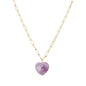 Gold Chain with Purple/Lavender Natural Stone Heart 16"-18" Necklace