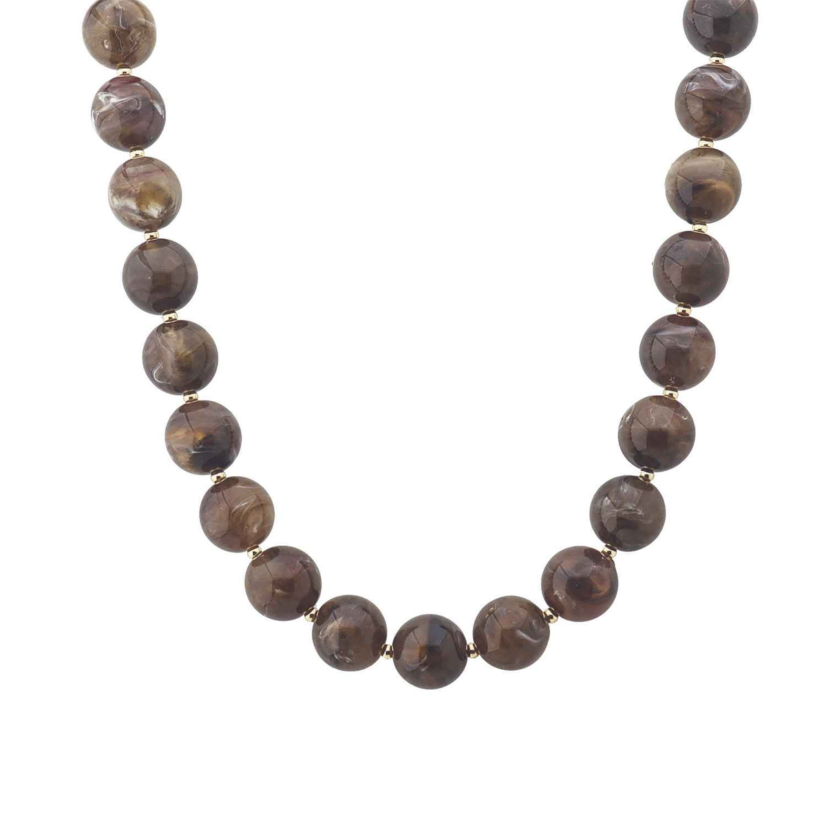 Brown Stone 10MM Beaded  16"-18" Necklace
