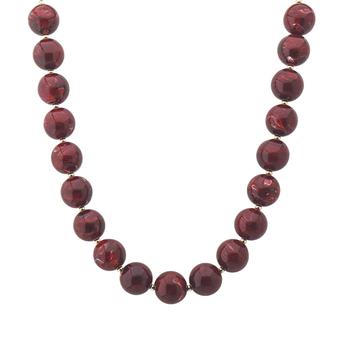 Maroon Stone 10MM Beaded  16"-18" Necklace