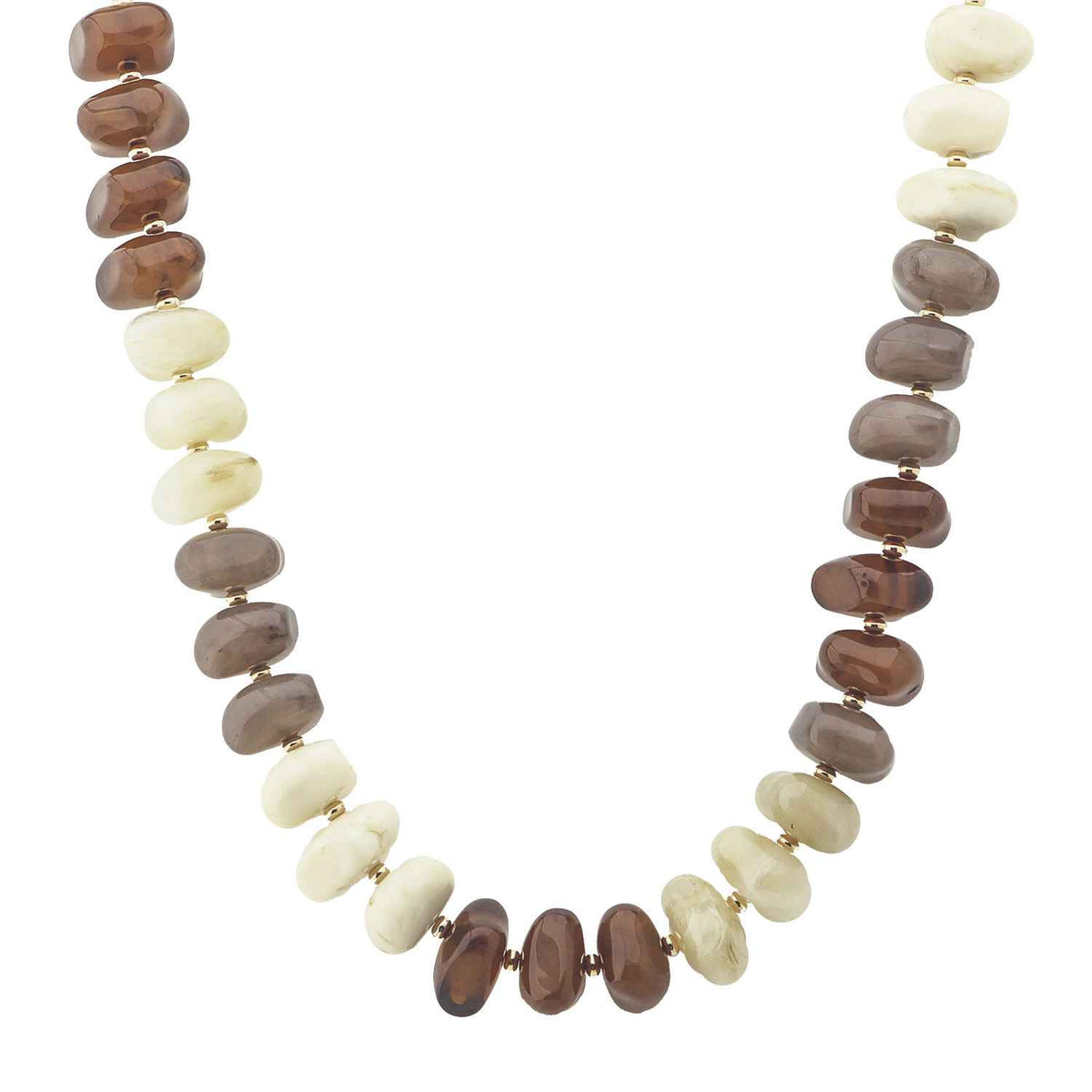 Brown and Natural Oval Beaded 16"-18" Necklace