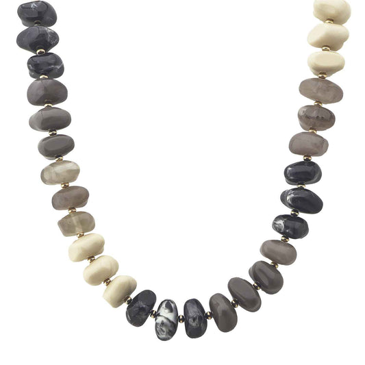 Grey Mix Oval Beaded 16"-18" Necklace