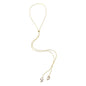 Thin Gold Necklace with Freshwater Pearl Lariet Necklace