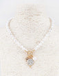 Freshwater Pearl with Gold and Silver Coin Drop 16"-18" Necklace