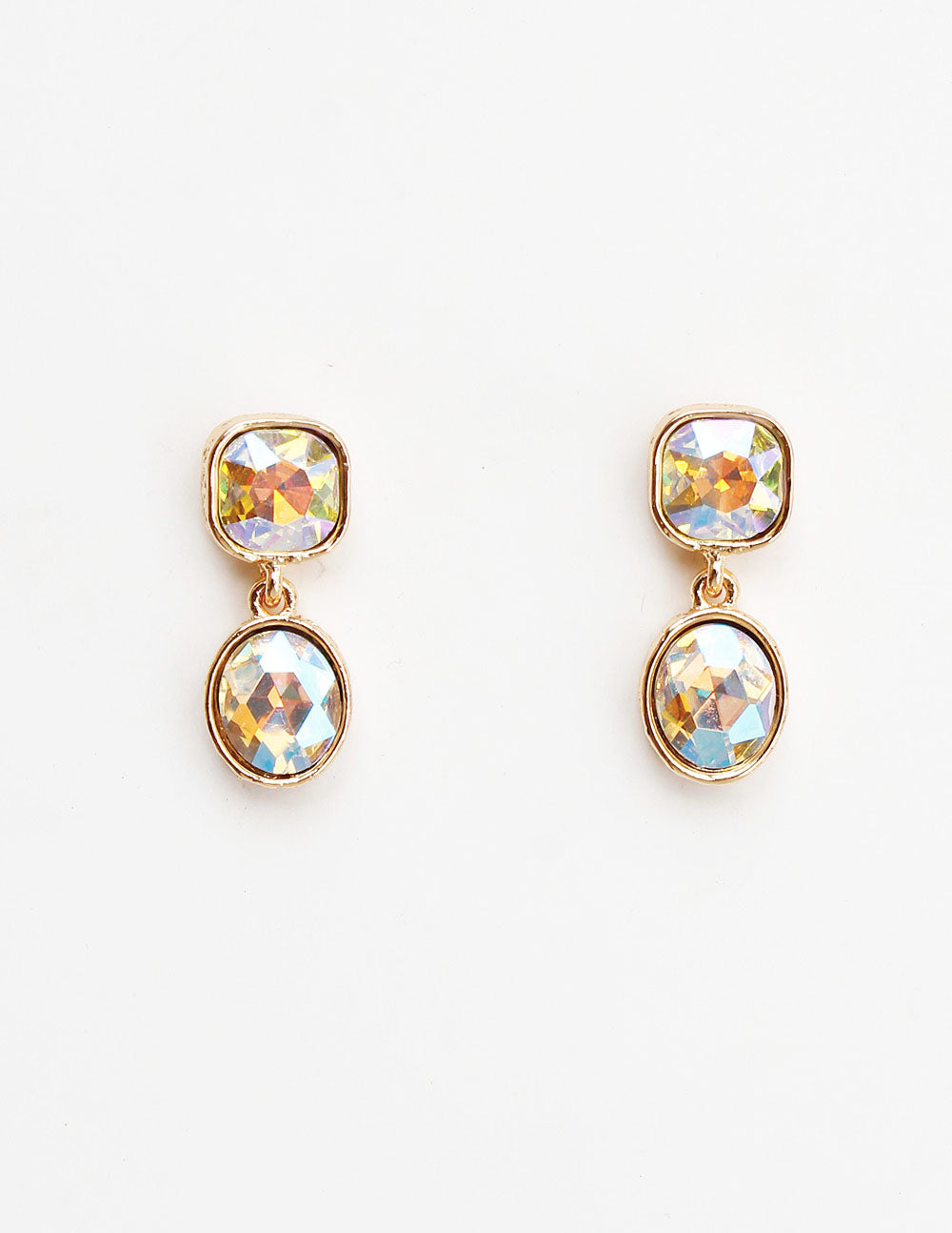 Gold 1” drop AB Stone Earring