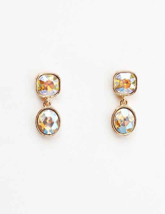 Gold 1” drop AB Stone Earring