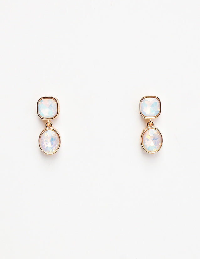 Gold 1” drop AB stone earring