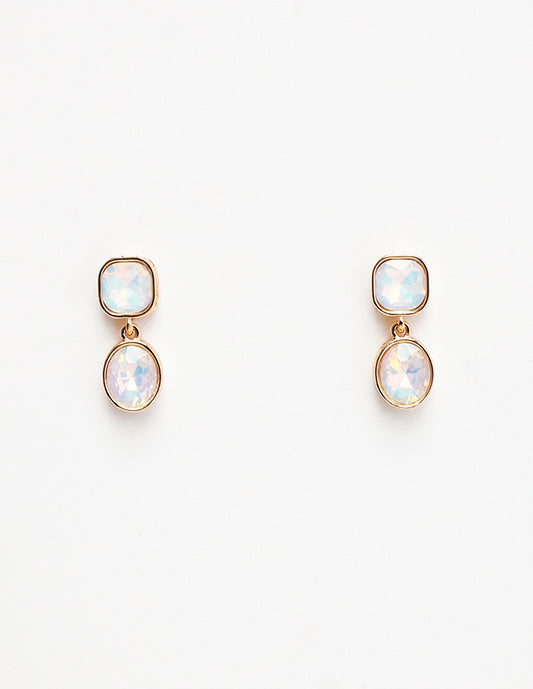 Gold 1” drop AB stone earring