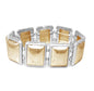 Worn Gold with Silver Outline Square Stretch Bracelet