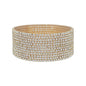 Clear Crystal and Gold Set of 12 Thin Stretch Bracelets