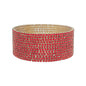 Red Crystal and Gold Set of 12 Thin Stretch Bracelets