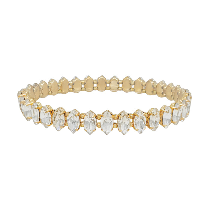 Clear Marque Crystal and Gold Stretch Bracelet