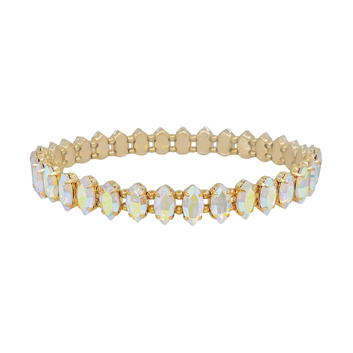 AB Opal Marque Crystal and Gold Stretch Bracelet