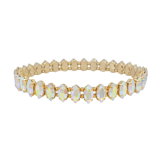 AB Opal Marque Crystal and Gold Stretch Bracelet