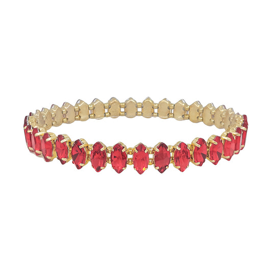 Red Opal Marque Crystal and Gold Stretch Bracelet