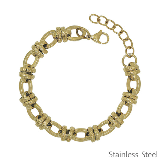 Stainless Steel Open Gold Chain Layered Bracelet