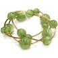 Green Beaded with Gold Bar Set of 3 Stretch Bracelet