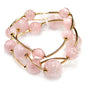 Pink Beaded with Gold Bar Set of 3 Stretch Bracelet