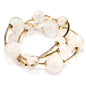 White Beaded with Gold Bar Set of 3 Stretch Bracelet