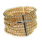Gold Beaded with Cross Stretch Bracelet Set