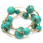 Turquoise with Gold Ball Set of 2 Stretch Bracelets