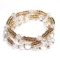 Set of 3 Gold Beaded and Freshwater Pearl Stretch Bracelets