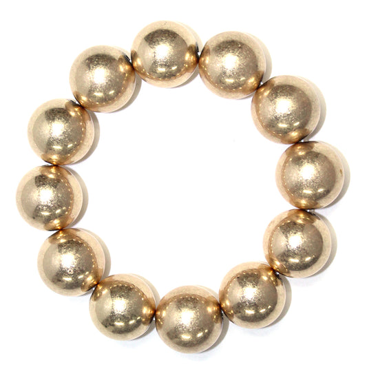 Worn Gold Large Beaded Stretch Bracelet