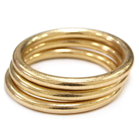 Matte Gold Metal Tubed Set of 3 Bangle Bracelet