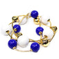 Blue and White with Gold Ball Set of 2 Stretch Bracelets