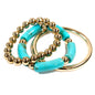 Set of Three Turquoise Acrylic and Gold Stretch Bracelet Set