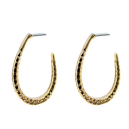 Hammered Gold Teardrop 1.75" Earring