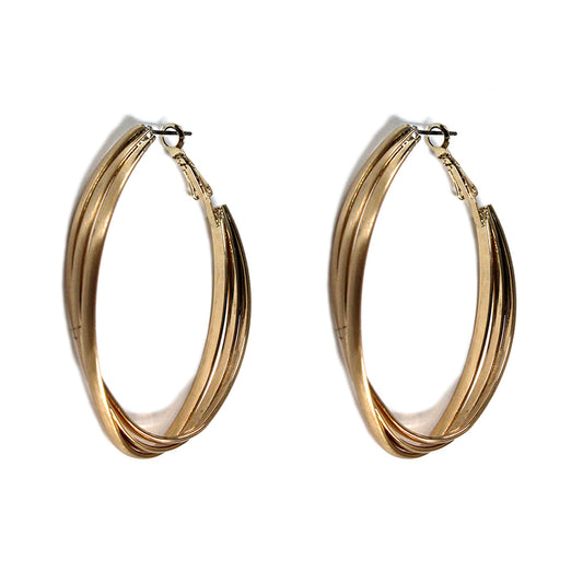 Gold Twisted 1.25" Hoop Earring