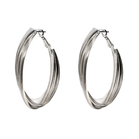 Silver Twisted 1.25" Hoop Earring