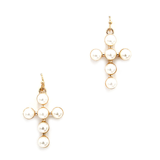 Gold with Studded Pearl .5" Earring