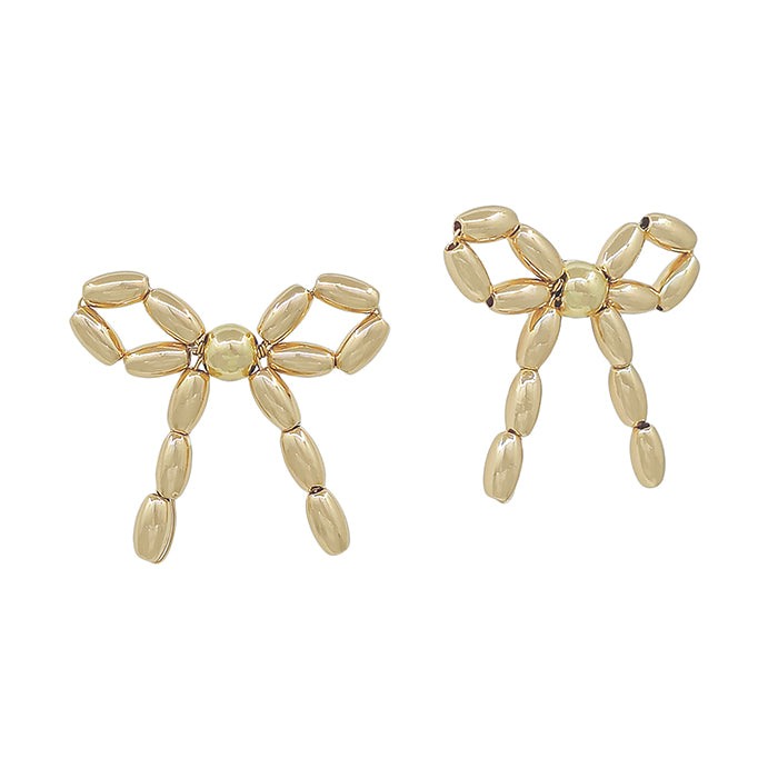 Gold Bubble Textured Bow Stud Earring, Best Seller