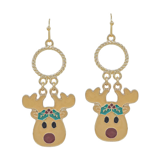 Epoxy Rudolph 2" Drop Earring