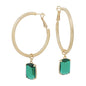 Gold 1.75" Hoop with Emerald Green Crystal Drop