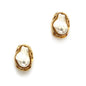 Geometric Stud with Pearl .75" Stud Earrings
